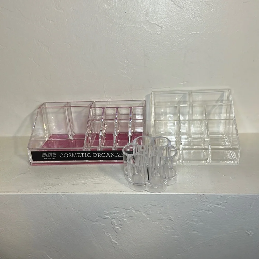 3 pc acrylic cosmetic organizers bundle